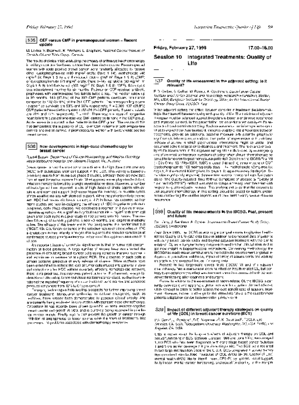 (PDF) S35 CEF versus CMF in premenopausal women — Recent update