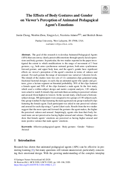 (PDF) The Effects of Body Gestures and Gender on Viewer’s Perception of ...