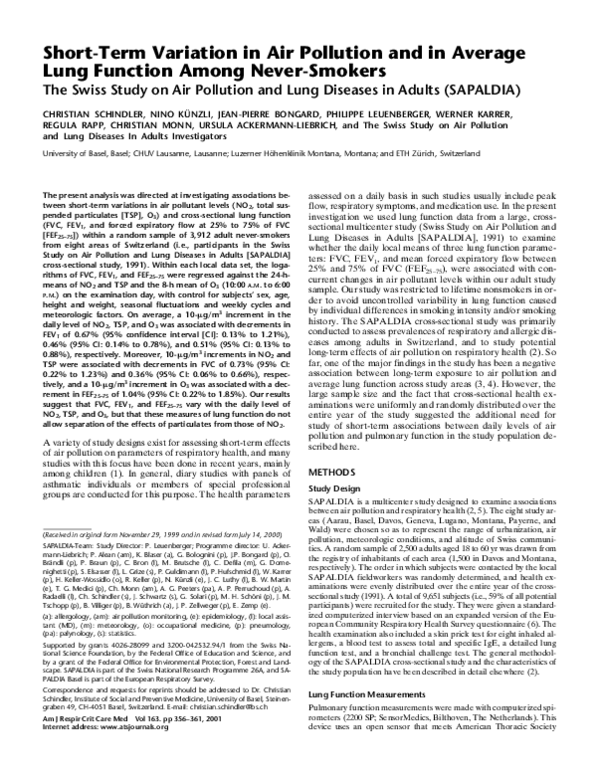 (PDF) Short-Term Variation in Air Pollution and in Average Lung ...