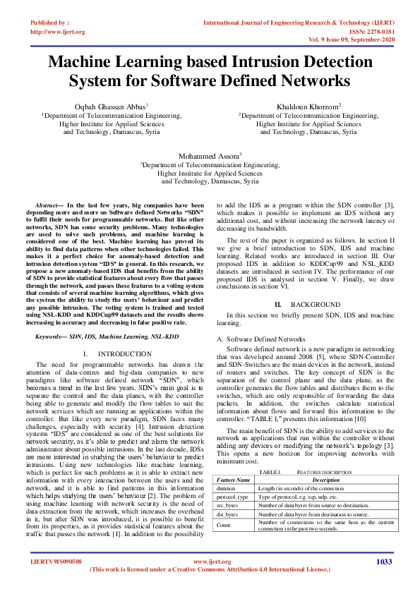 (PDF) Machine Learning based Intrusion Detection System for Software ...