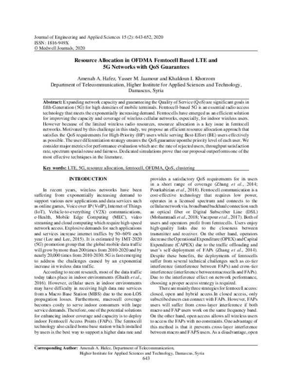 (PDF) Resource Allocation in OFDMA Femtocell Based LTE and 5G Networks ...
