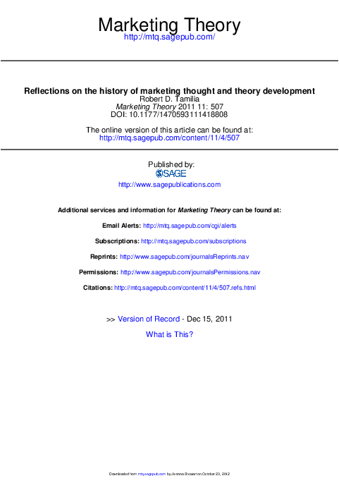 (PDF) Reflections on the history of marketing thought and theory ...