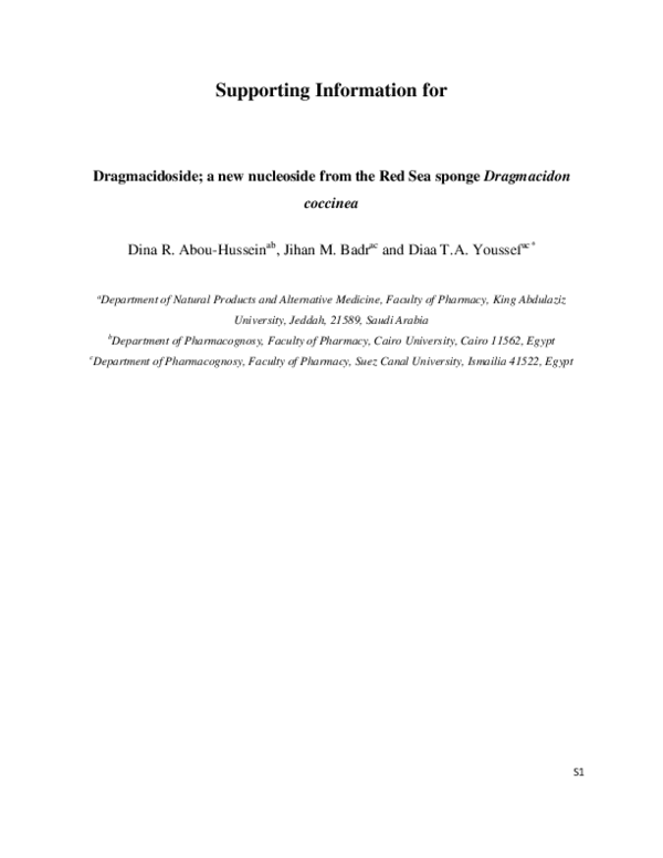 (PDF) Dragmacidoside: a new nucleoside from the Red Sea sponge ...