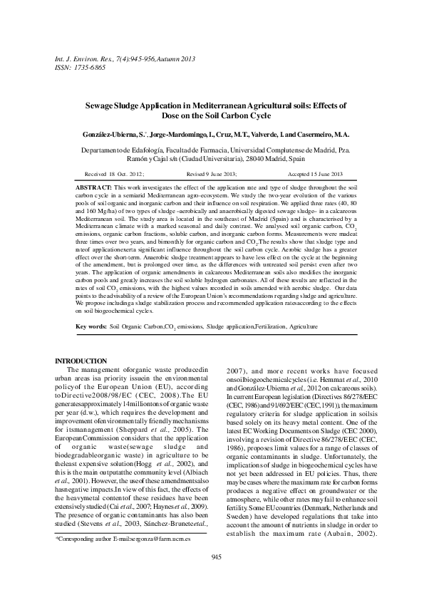 (PDF) Sewage Sludge Application in Mediterranean Agricultural soils ...