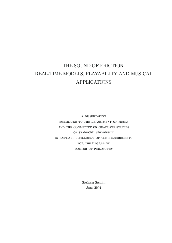 (PDF) The sound of friction: real-time models, playability and musical ...