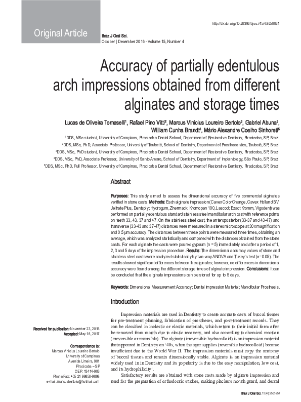 (PDF) Accuracy of partially edentulous arch impressions obtained from ...