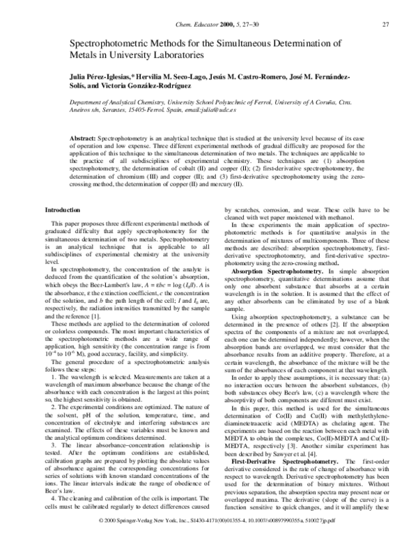 (PDF) Spectrophotometric Methods for the Simultaneous Determination of ...