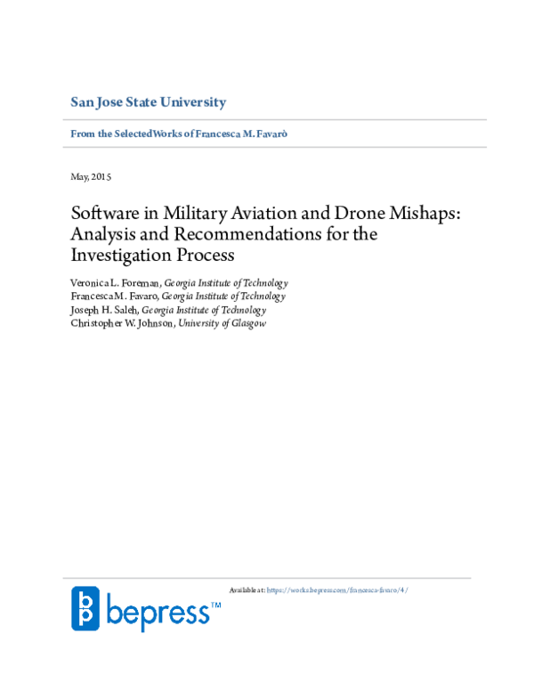 (PDF) Software in military aviation and drone mishaps: Analysis and ...