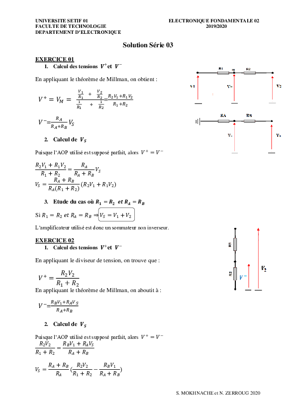 (PDF) L2 Electronique fondamentale 2 TD3 Solution