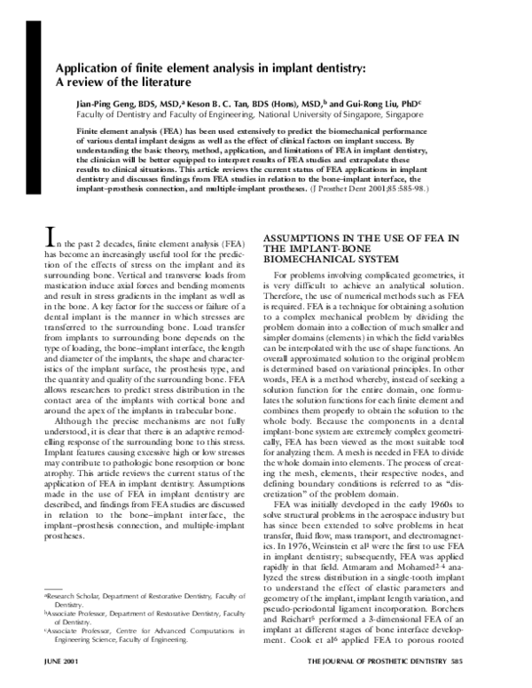 (PDF) Application of finite element analysis in implant dentistry: A ...