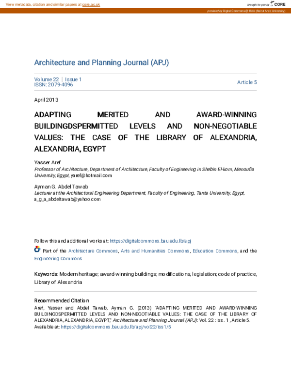 (PDF) Adapting Merited and Award-Winning Buildingdspermitted Levels and ...