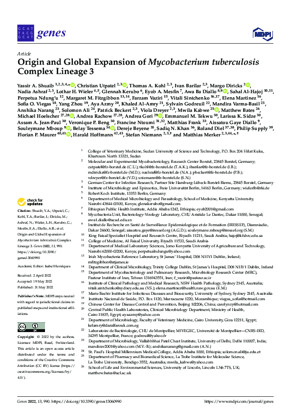(PDF) Origin and Global Expansion of Mycobacterium tuberculosis Complex ...