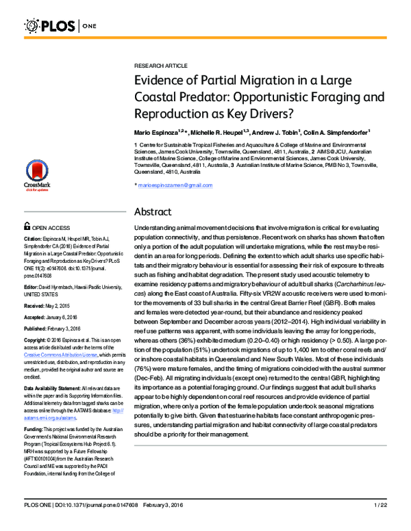(PDF) Evidence of Partial Migration in a Large Coastal Predator ...