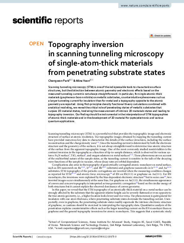 (PDF) Topography inversion in scanning tunneling microscopy of single ...