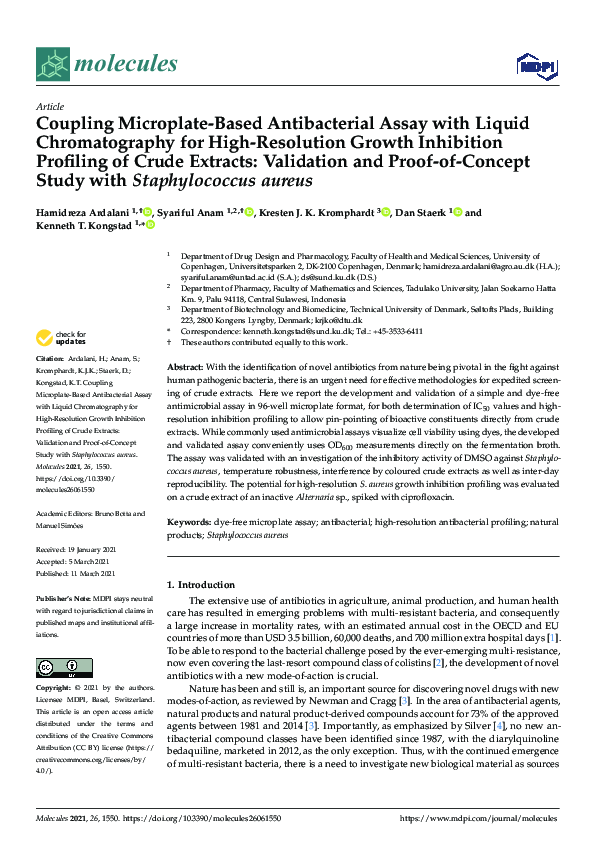 (PDF) Coupling MicroplateBased Antibacterial Assay with Liquid