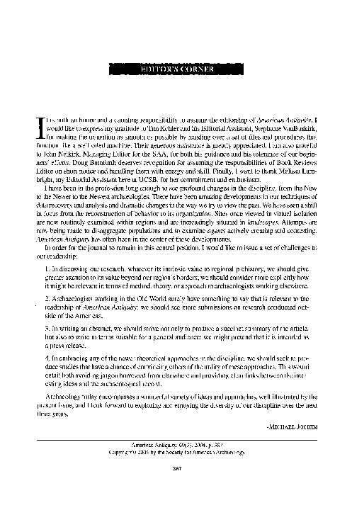 (PDF) Editor's Corner