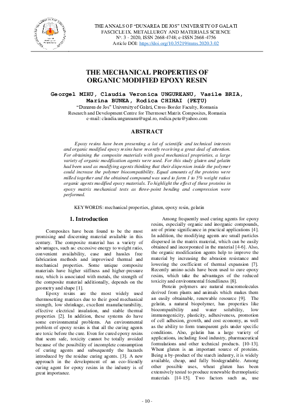 (PDF) The Mechanical Properties of Organic Modified Epoxy Resin
