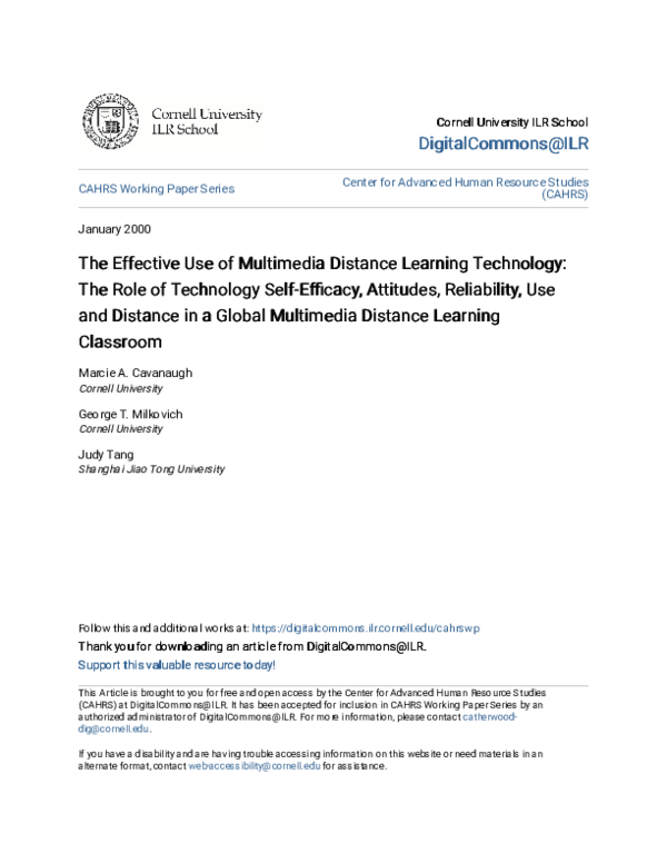 (PDF) The Effective Use of Multimedia Distance Learning Technology: The ...