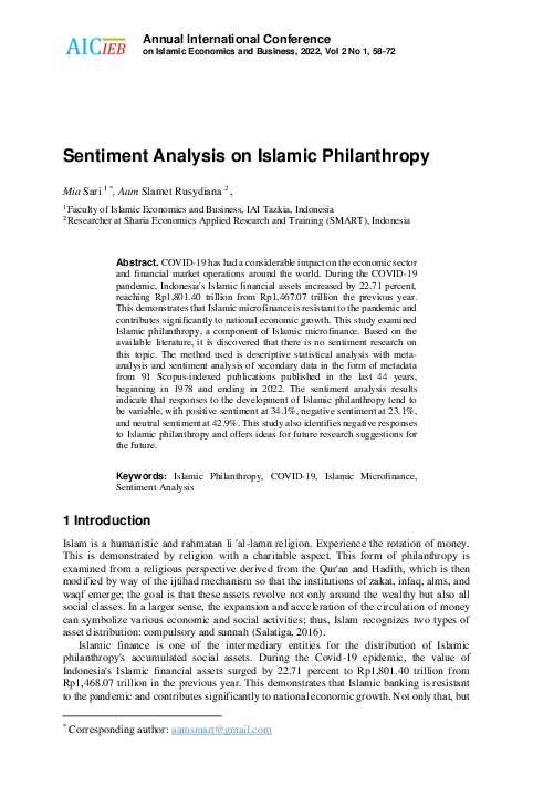 (PDF) Sentiment Analysis on Islamic Philanthropy