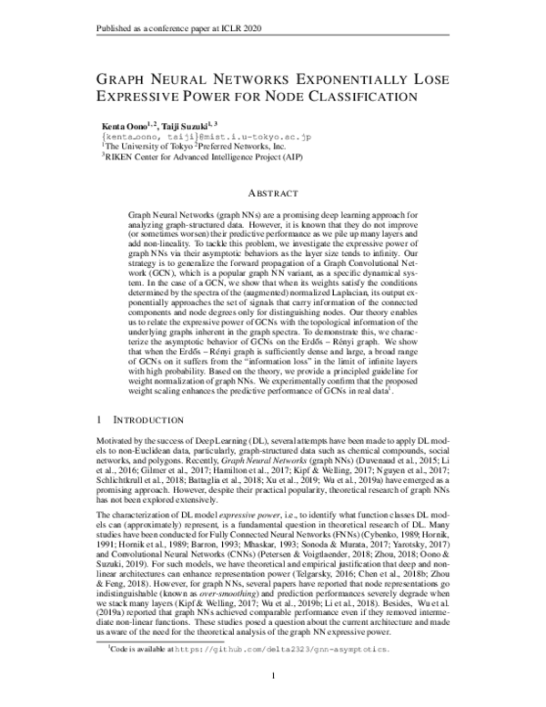 (PDF) Graph Neural Networks Exponentially Lose Expressive Power for ...