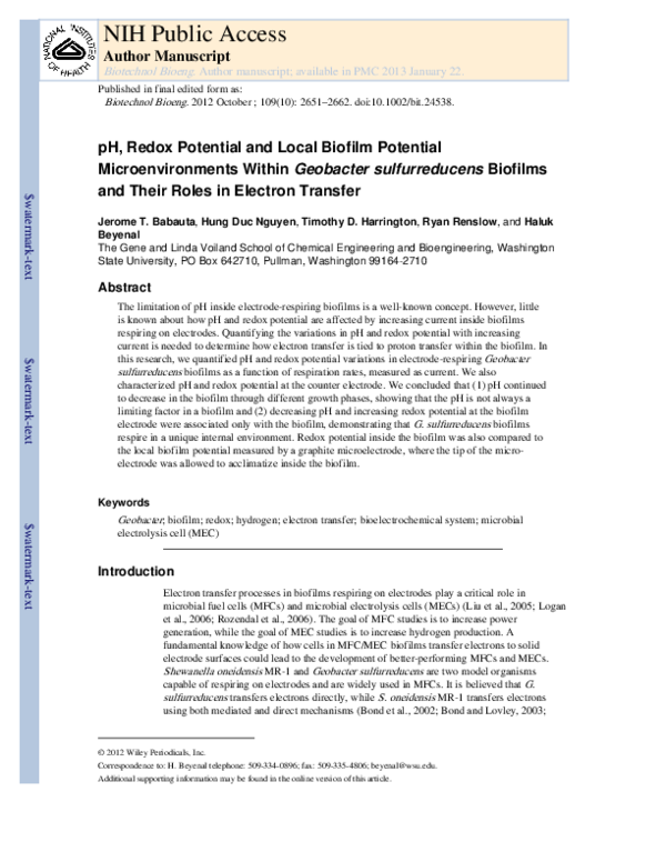 (PDF) pH, redox potential and local biofilm potential microenvironments ...