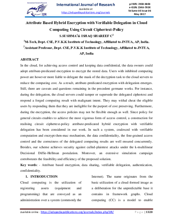 (PDF) Attribute Based Hybrid Encryption with Verifiable Delegation in ...