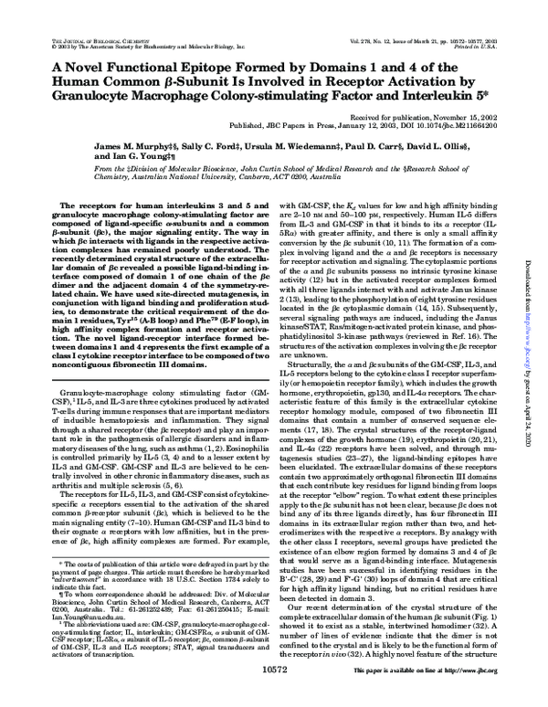 (PDF) A Novel Functional Epitope Formed by Domains 1 and 4 of the Human ...