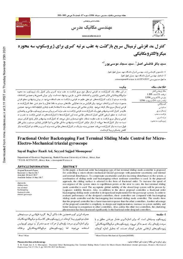 (PDF) Fractional Order Backstepping Fast Terminal Sliding Mode Control ...