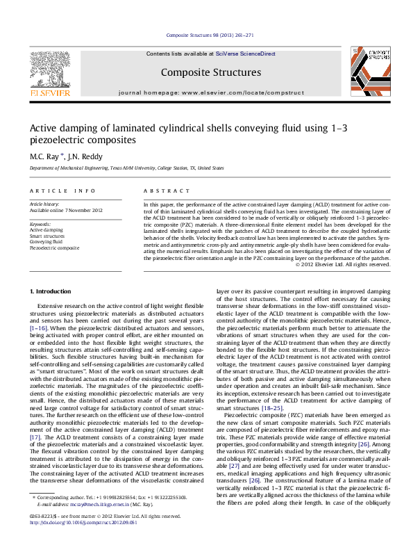 (PDF) Active damping of laminated cylindrical shells conveying fluid ...