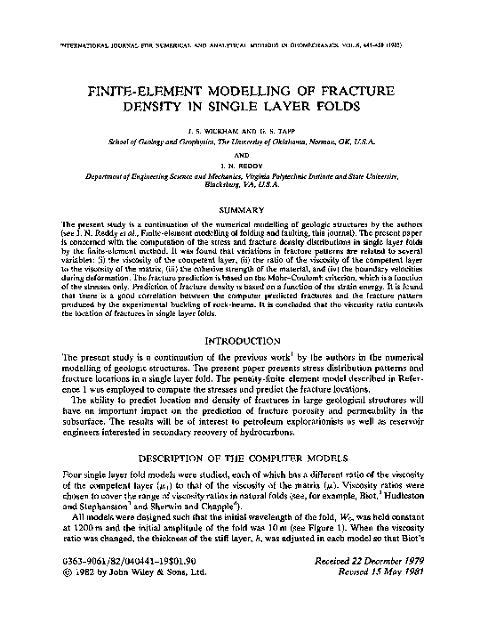 (PDF) Finite-element modelling of fracture density in single layer folds