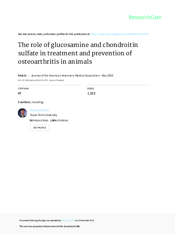 (PDF) The role of glucosamine and chondroitin sulfate in treatment for