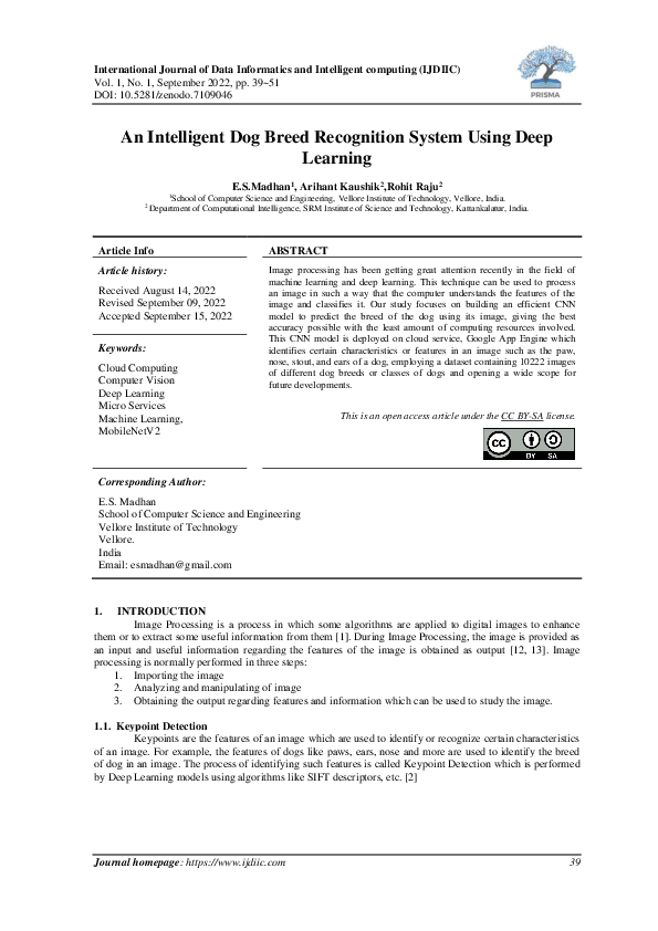 (PDF) An Intelligent Dog Breed Recognition System Using Deep Learning