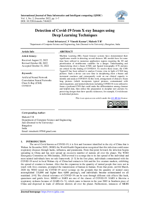 (PDF) Detection of Covid-19 from X-ray Images using Deep Learning ...