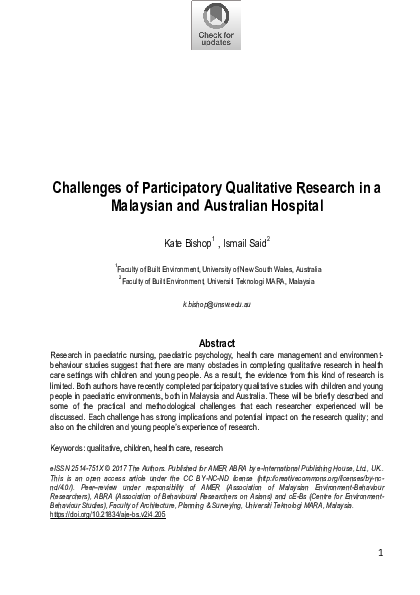 (PDF) Challenges of Participatory Qualitative Research in a Malaysian ...