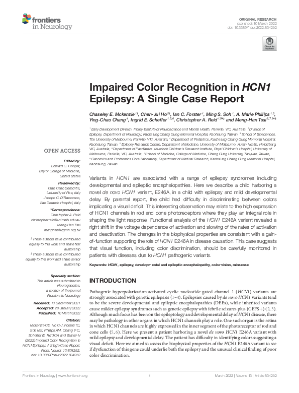 (PDF) Impaired Color Recognition in HCN1 Epilepsy A Single Case Report