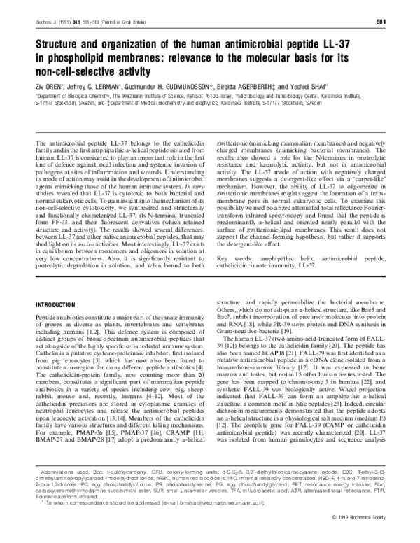 (PDF) Structure and organization of the human antimicrobial peptide LL ...