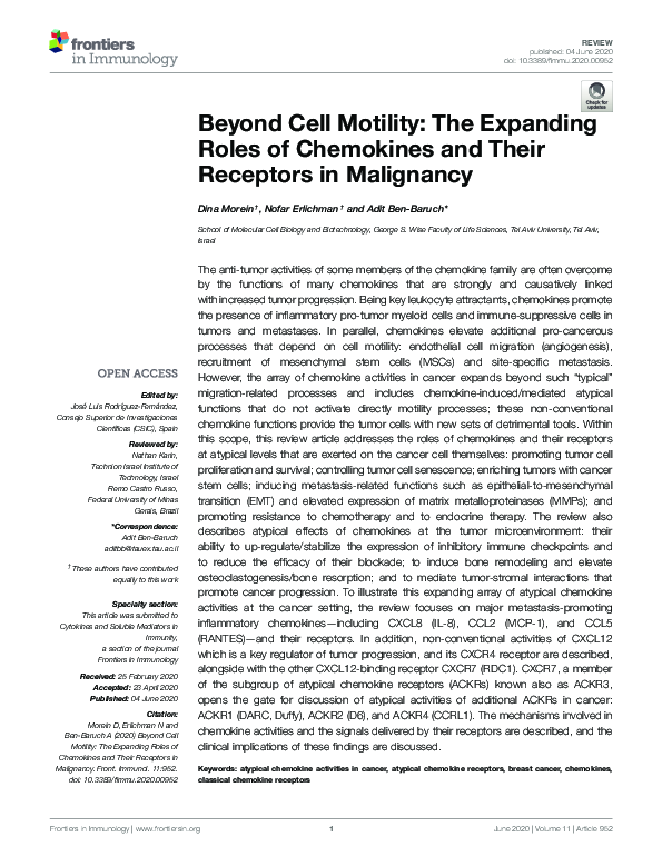 (PDF) Beyond Cell Motility: The Expanding Roles of Chemokines and Their ...