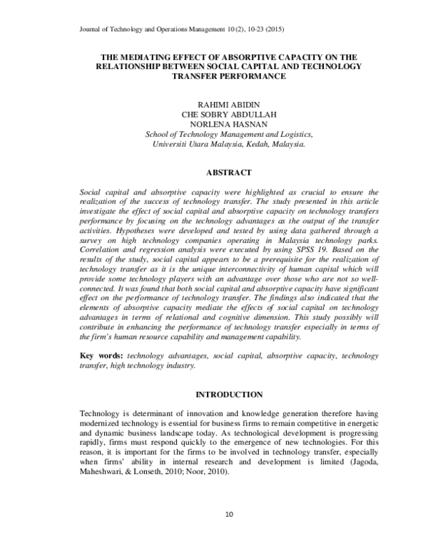 (PDF) The mediating effect of absorptive capacity on the relationship ...