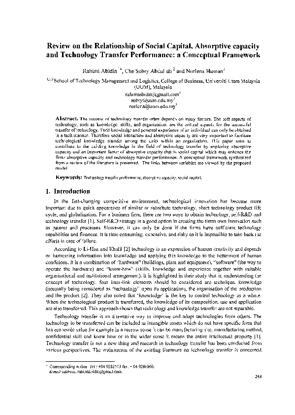 (PDF) Review on the relationship of social capital, absorptive capacity ...