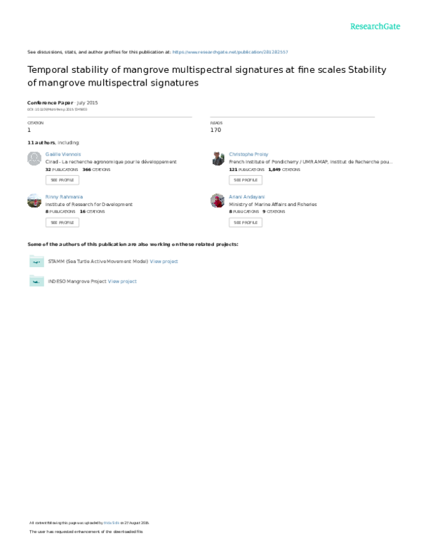 (PDF) Temporal stability of mangrove multispectral signatures at fine ...
