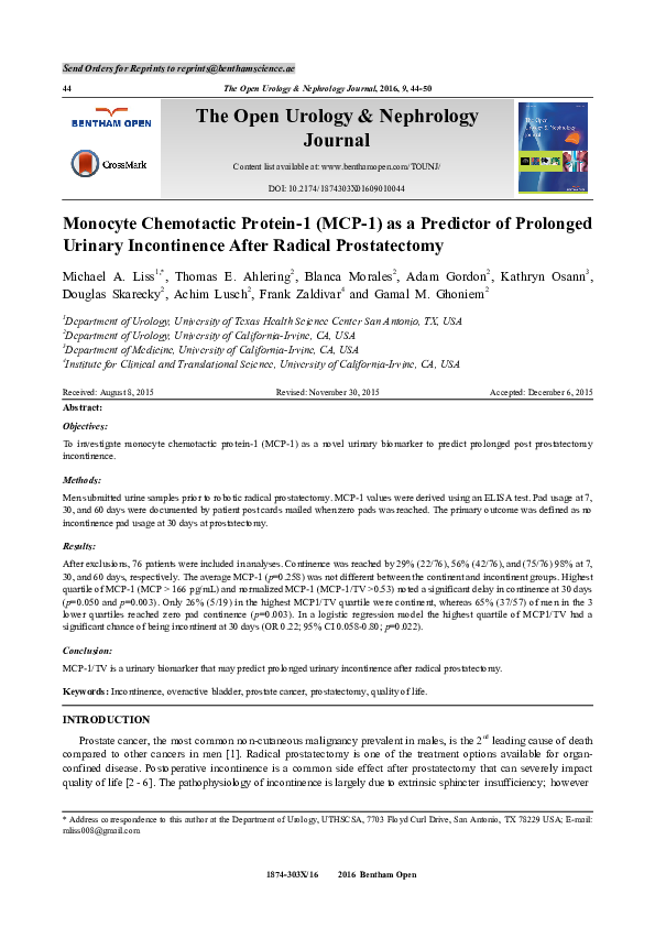 (PDF) Monocyte Chemotactic Protein-1 (MCP-1) as a Predictor of ...
