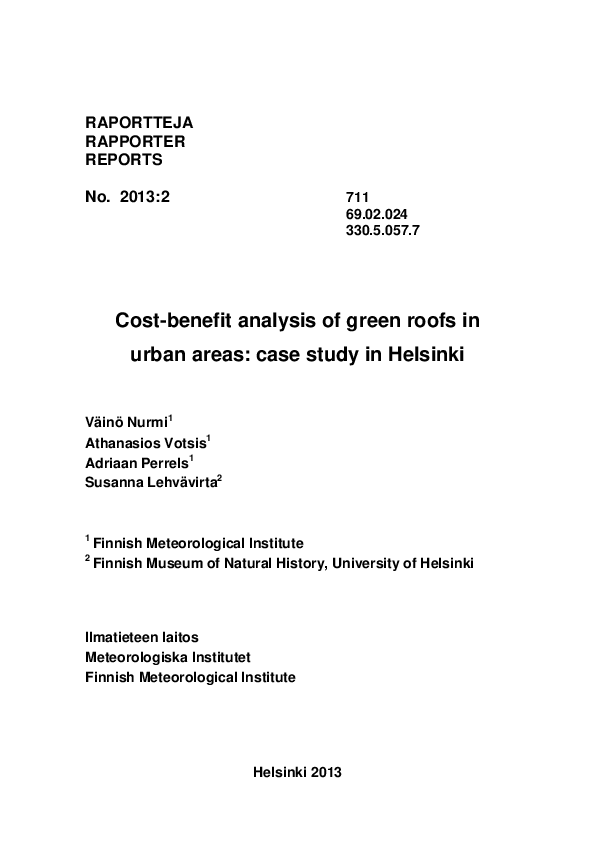 (PDF) Cost-benefit analysis of green roofs in urban areas: case study ... - Sustainable Apartment Renovation Cost Benefit Analysis