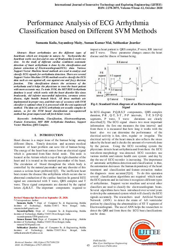 (PDF) Performance Analysis of ECG Arrhythmia Classification based on ...