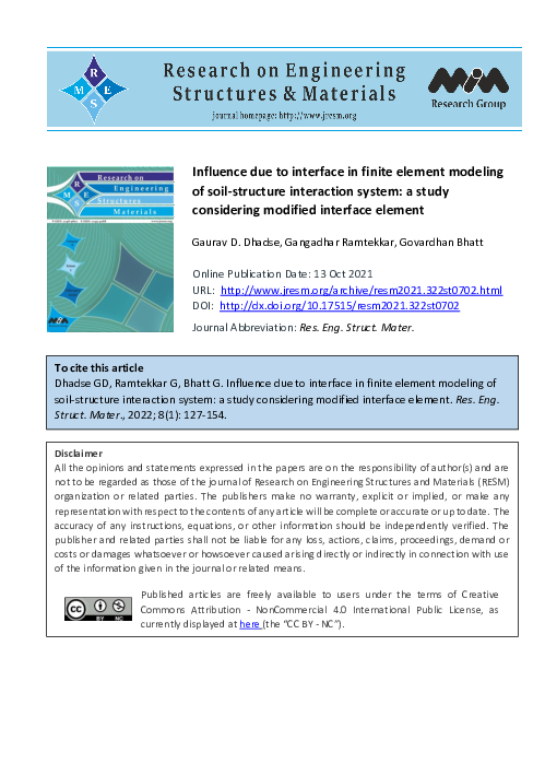 (PDF) Influence due to interface in finite element modeling of soil ...