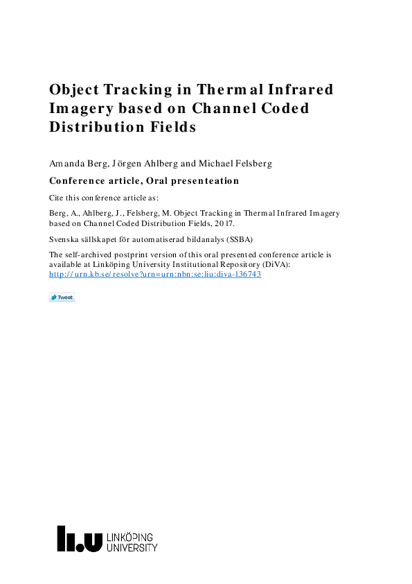 (PDF) Object Tracking in Thermal Infrared Imagery based on Channel ...