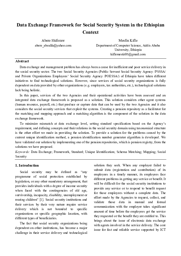 (PDF) Data Exchange Framework for Social Security System in the ...