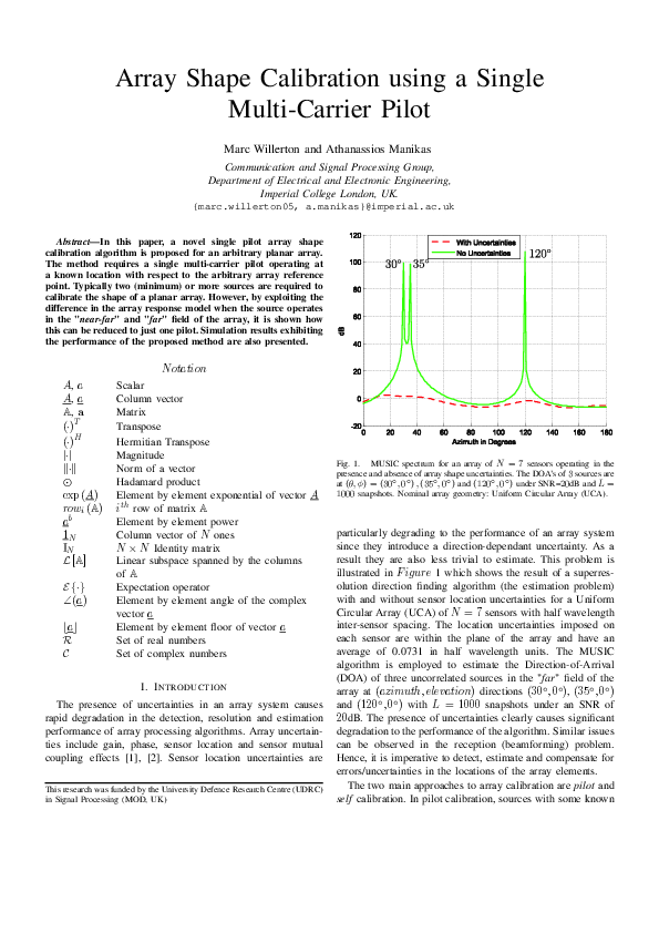 (PDF) Array shape calibration using a single multi-carrier pilot