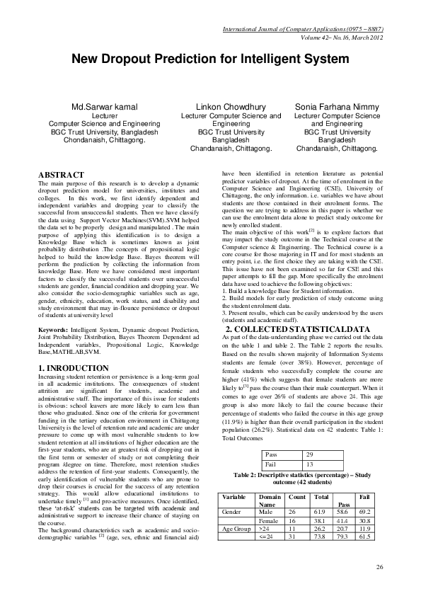 (PDF) New Dropout Prediction for Intelligent System