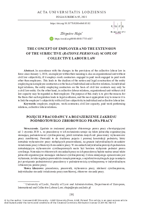 (PDF) The Concept of Employer and the Extension of the Subjective ...