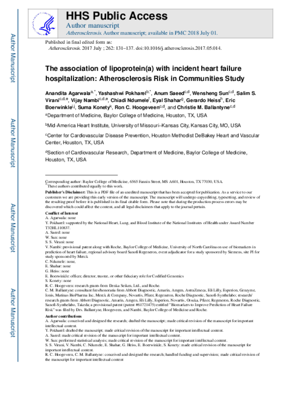 (PDF) The association of lipoprotein(a) with incident heart failure ...